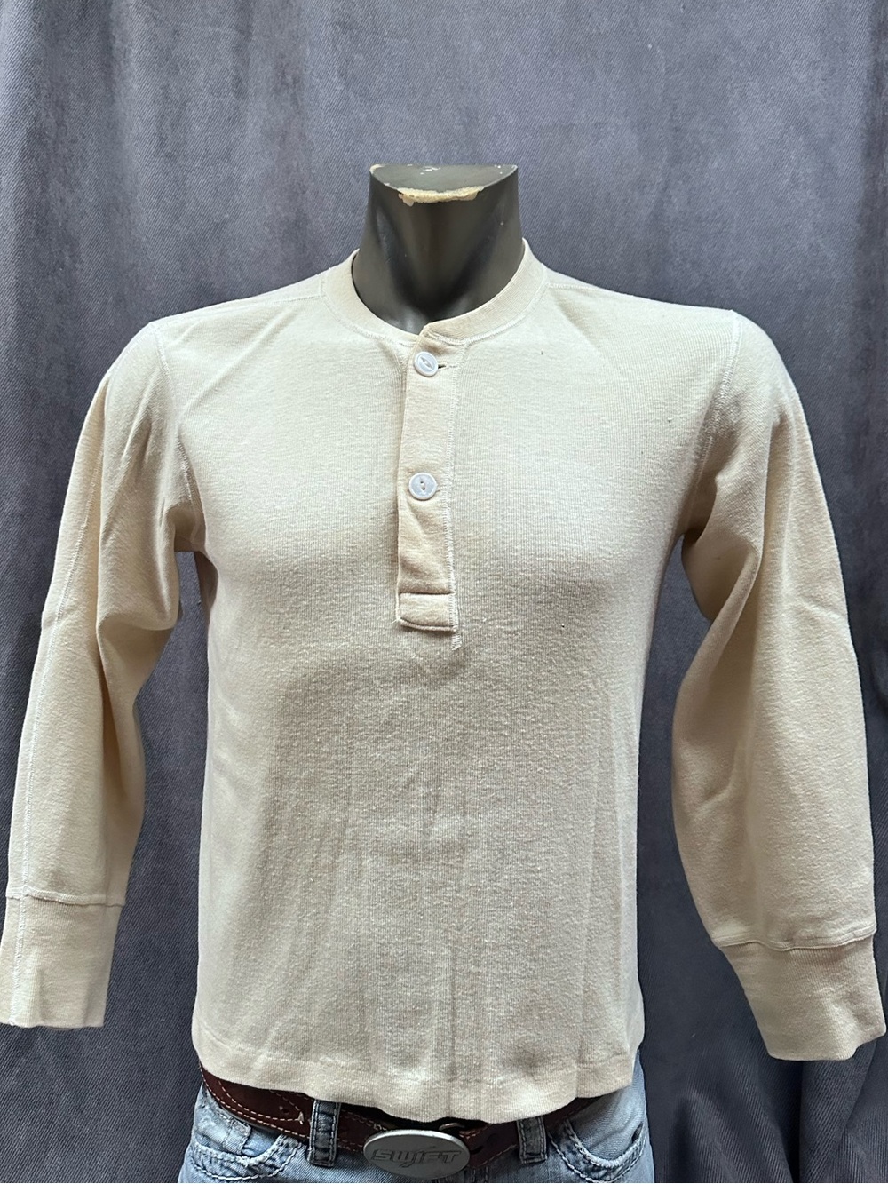 Vintage military issue thermal shirt Henley men’s medium wool blend